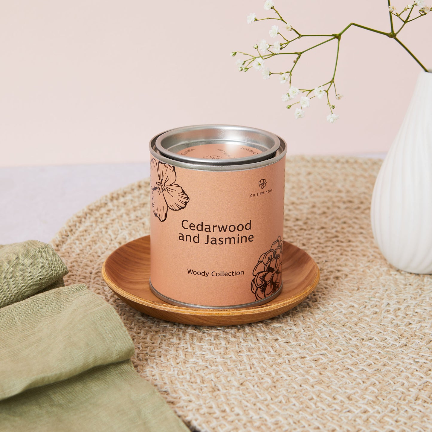 Cedarwood & Jasmine Fragranced Candle