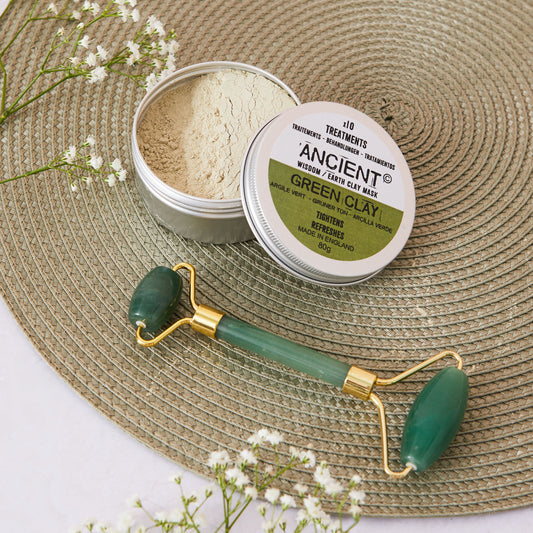 Set of Green Clay Mask and Jade Face Roller